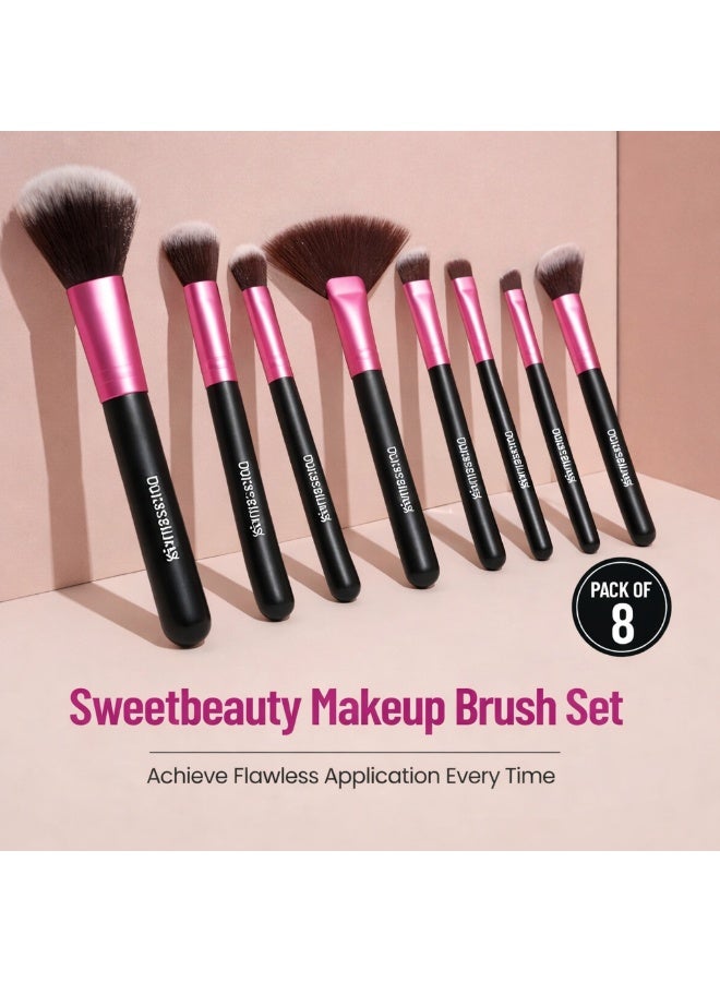 MOSH Sweetbeauty Professional Makeup Brush Set – 8 Pieces Face & Eye Brushes with Soft Synthetic Bristles - Image 2